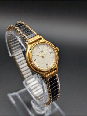 Vintage Seiko Gold-Tone Quartz Ladies Watch, Cream Dial With Date Window